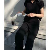 Banico ハーフジップフレンチスリーブサマーニット 涼感素材上下セットアップ | aimoha  | 詳細画像3