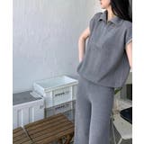 Banico ハーフジップフレンチスリーブサマーニット 涼感素材上下セットアップ | aimoha  | 詳細画像12