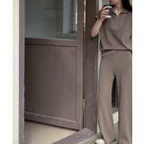 モカ | Banico ハーフジップフレンチスリーブサマーニット 涼感素材上下セットアップ | aimoha