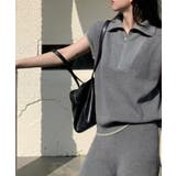 Banico ハーフジップフレンチスリーブサマーニット 涼感素材上下セットアップ | aimoha  | 詳細画像1