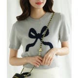 グレー | 「Jasmine」ハーフスリーブリボンニットプルオーバー Jasmine | aimoha