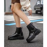 ブラック | 6cm厚底 プラットフォームレインブーツ レインシューズ 長靴 | aimoha