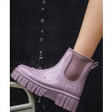 パープル | 6cm厚底 プラットフォームレインブーツ レインシューズ 長靴 | aimoha