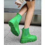 グリーン | 6cm厚底 プラットフォームレインブーツ レインシューズ 長靴 | aimoha