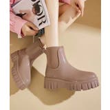 グレージュ | 6cm厚底 プラットフォームレインブーツ レインシューズ 長靴 | aimoha