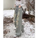 「HOOK」for girls ダメージウォッシュワイドデニムパンツ | HOOK | 詳細画像9