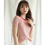 ピンク | 「Jasmine」バイカラーニット半袖Tシャツ レディース【SS】 | aimoha