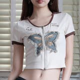 【HOOK】for girls アメカジバターフライプリントジップトップス【SS… | HOOK | 詳細画像1 