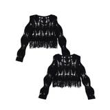 ブラック | 【HOOK】for girls  透かし編みフリンジサマーニット | HOOK