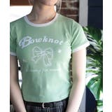 グリーン | 【HOOK】for girls リボンプリントリンガーtシャツ【SS】 | HOOK