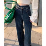 ネイビー | 【Jasmine】ウエストデザインデニムパンツ Jasmine Grandifl… | aimoha 