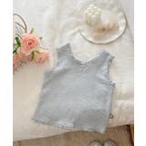 ブルー | 【aimoha-KIDS-】リボン刺繍タンクトップ【SS】 | aimoha kids
