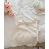 ライトベージュ | 【aimoha-KIDS-】リボン刺繍タンクトップ【SS】 | aimoha kids
