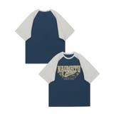 ブルー | HOOK  select アメカジ英字プリントラグランスリーブビッグTEE | HOOK