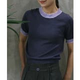 ネイビー | 【Aimoha】クルーネック半袖トップス Tシャツ【SS】 | aimoha 