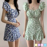 レトロ花柄ワンピーススイムウェア 水着 UVカット | aimoha  | 詳細画像1 