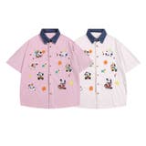 HOOK -select- レトロ調キャラ刺繍夏コーデュロイ半袖シャツ【SS】 | HOOK | 詳細画像1