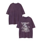 パープル | HOOK select レトロ調猫プリントウォッシュ半袖ビッグTEE | HOOK