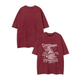 ワインレッド | HOOK select レトロ調猫プリントウォッシュ半袖ビッグTEE | HOOK