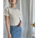 ベージュ | カラフルバインダーネックTシャツ【SS】 | aimoha 