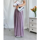 パープル | 薄手タックワイドパンツ | aimoha 