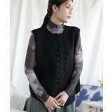 ブラック | チャイナボタンニットベスト 韓国 【AW】 | aimoha 