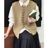 ベージュ | チャイナボタンニットベスト 韓国 【AW】 | aimoha 