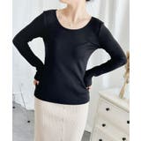 ブラック | 【Aimoha】Uネック裏起毛インナートップス【AW】 | aimoha 