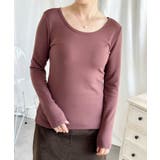 ブラウン | 【Aimoha】Uネック裏起毛インナートップス【AW】 | aimoha 