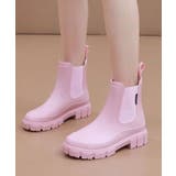 ピンク | ショートレインブーツ 厚底 長靴 ショートブーツ | aimoha 