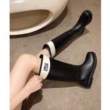ブラック | ハイトップレインブーツ 梅雨 ロングレインブーツ 長靴 | aimoha