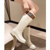 オフホワイト | ハイトップレインブーツ 梅雨 ロングレインブーツ 長靴 | aimoha