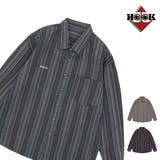 【HOOK】古着風ストライプ総柄ビッグシャツ ユニセックス 韓国ファッション | HOOK | 詳細画像1 