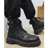 ブラック | ハイソールPU厚底スニーカーブーツ 韓国ファッション メンズ | aimoha men