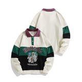 ライトベージュ | HOOK  original  アメカジカートゥーンキャラクター刺繍袖配色切り替… | HOOK