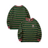 グリーン | HOOK  original  アメカジワンポイント刺繍マルチボーダー長袖カット… | HOOK