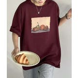 ワインレッド | ヴィンテージ風プリントTシャツ | aimoha