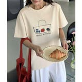 ベージュ | カジュアルプリントTシャツ | aimoha 