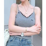 レース付きリボン柄キャミソール | aimoha | 詳細画像4