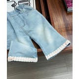 【aimoha-KIDS-】リボンレースフレアデニムパンツ | aimoha kids | 詳細画像1