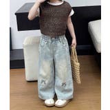 【aimoha-KIDS-】リボン刺繍デニムパンツ | aimoha kids | 詳細画像3