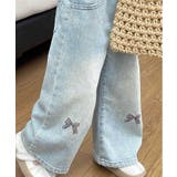 【aimoha-KIDS-】リボン刺繍デニムパンツ | aimoha kids | 詳細画像2
