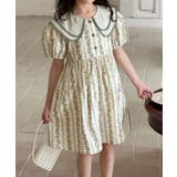 ライトベージュ | 【aimoha-KIDS-】花柄シャツワンピース | aimoha kids