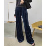 ネイビー | 【DECADE CLASSIC】ベルベットワイドパンツ | DECADECLASSIC