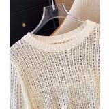 ウエストリボン付きメッシュニットトップス | aimoha  | 詳細画像3 