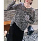 ウエストリボン付きメッシュニットトップス | aimoha  | 詳細画像6 