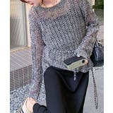 ウエストリボン付きメッシュニットトップス | aimoha  | 詳細画像7 