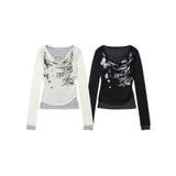 レイヤード風グラフィックロングTシャツ | HOOK | 詳細画像2 