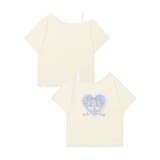 ライトベージュ | レースリボンハートTシャツ | HOOK