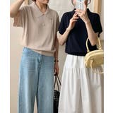 丸襟付きポロ半袖ニットトップス | aimoha | 詳細画像9